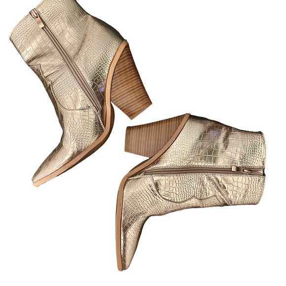 Crocodile Wear Western Mid-Calf Cowboy Pointed Toe High Heels Boots - Picture 2 of 7